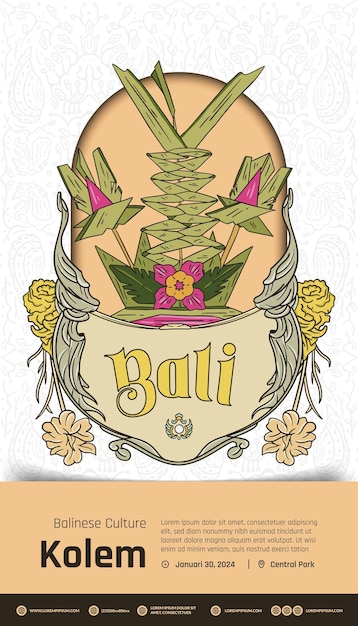 Vector indonesian culture bali kolem illustration design idea template