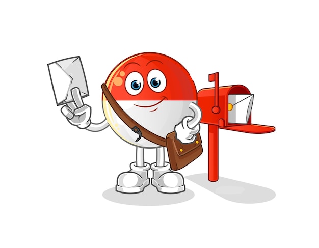 Indonesian flag postman vector. cartoon character