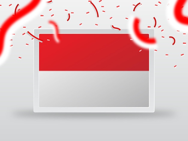 Indonesian flag with falling ribbon