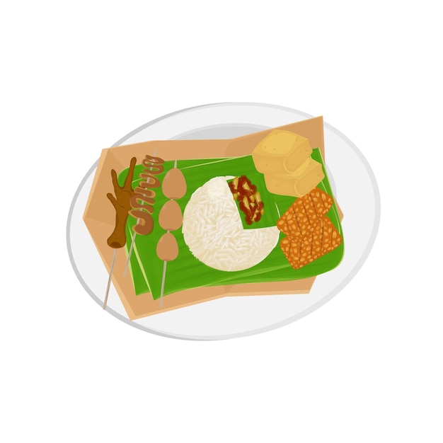 Indonesian Food Illustration Logo Nasi Angkringan Menu