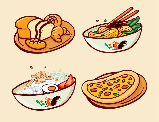 Indonesian food vector set collection