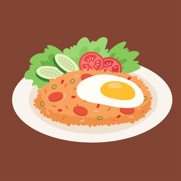 Indonesian fried rice cartoon vector