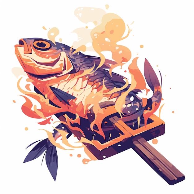 Vector indonesian ikan bakar and grilled fish