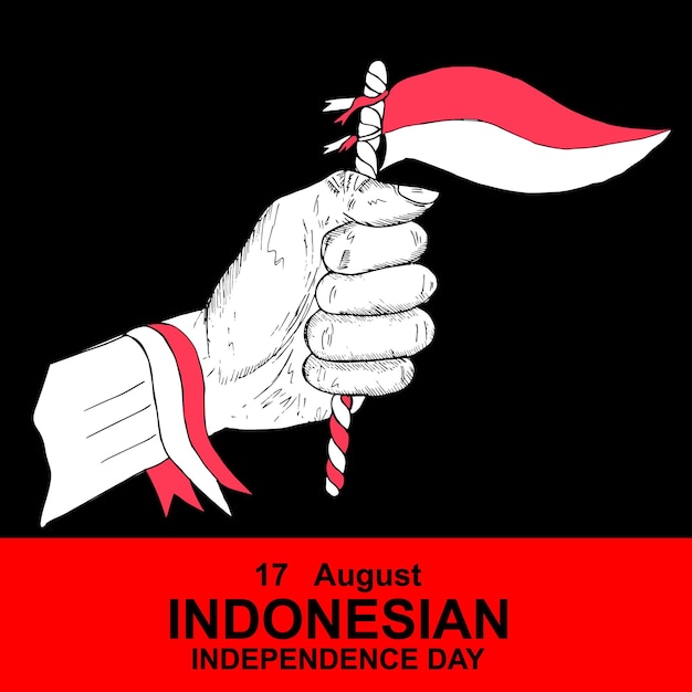 Indonesian Independence day,  17 august, doodle vector