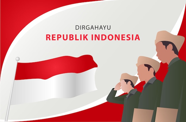 Indonesian independence day banner with flag