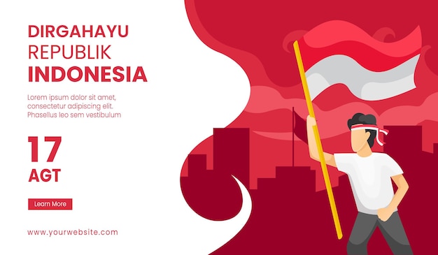 Indonesian independence day celebration banner background design