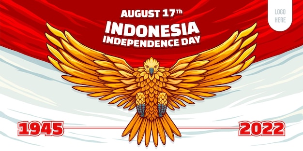 Indonesian Independence Day Design Template with Golden Garuda Illustration