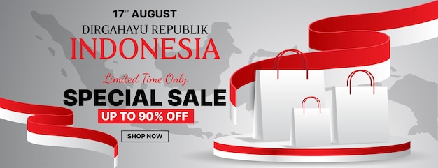 Indonesian independence day sale banner design template vector illustration