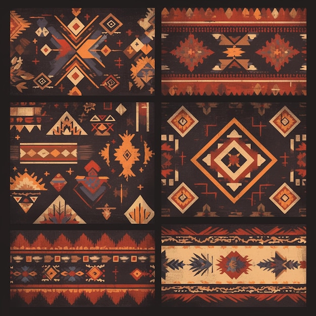 Indonesian Javanese batik patterns with traditional motifs