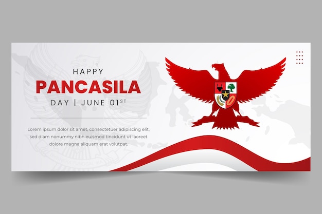 Indonesian Pancasila day June 01st horizontal banner on white background design