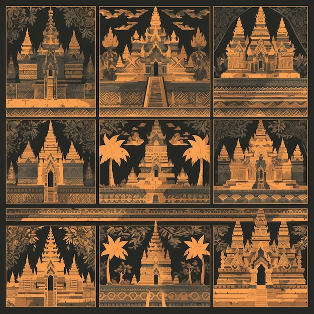 Indonesian Prambanan temple patterns with detailed carvings