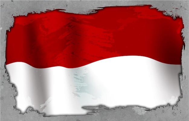 Indonesian Rustic Flag with Grunge Background