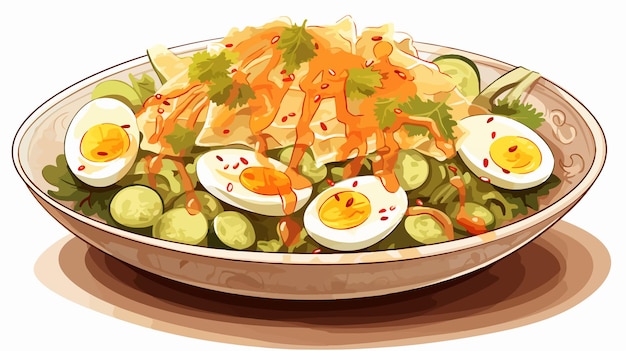 Indonesian Salad with Peanut Sauce Tempeh and Egg