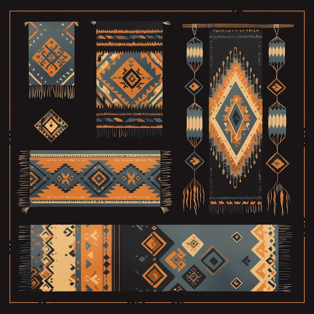 Vector indonesian tenun weaving patterns with intricate details