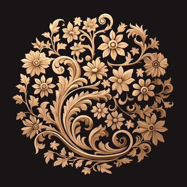 Indonesian traditional carving patterns with detailed motifs