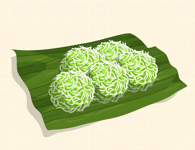 Indonesian Traditional Sweet Dessert Klepon Illustration