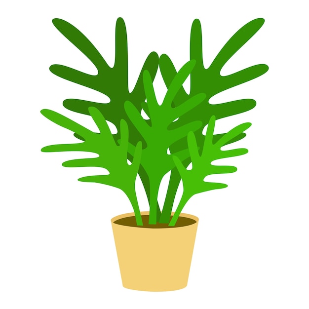 Indoor plant in a pot Fern green leaves Vector illustration on white background