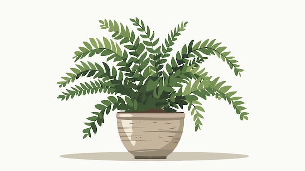 Indoor Potted Plant Boston Fern Flat Vector Illustration