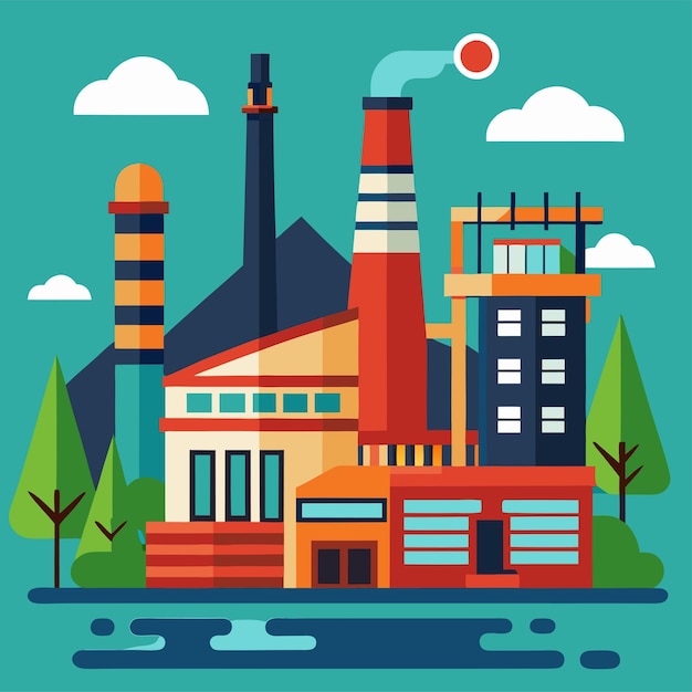 industrial factory clipart vector art and illustration