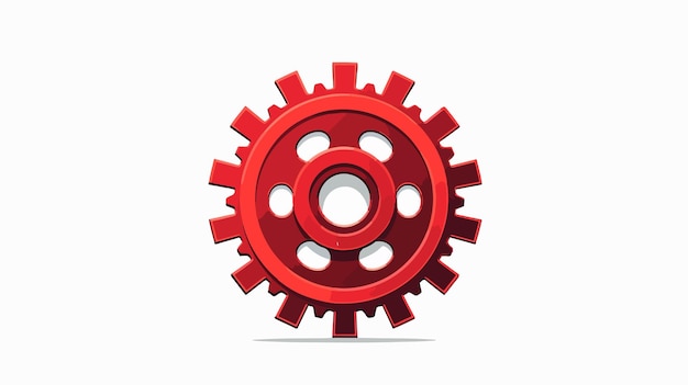 Industrial Gear Machinery Piece Flat Vector Isolated on White Background