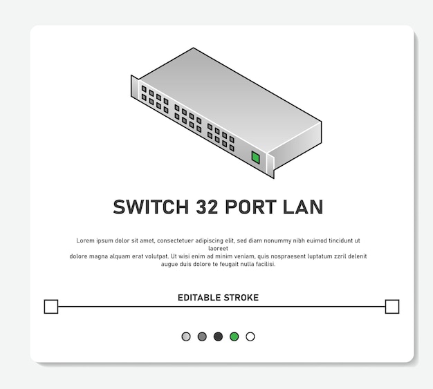 Industrial Manage Switch HUB Network Device Vector Flat Design