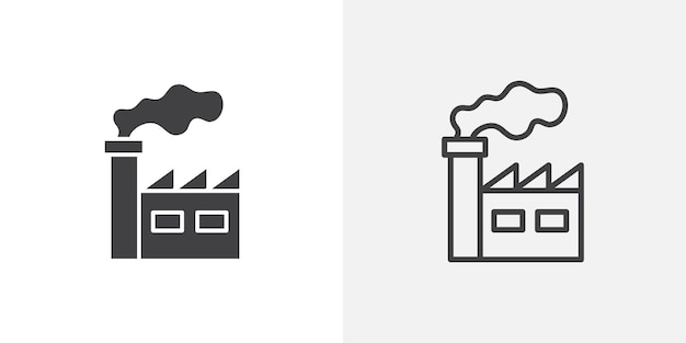 Vector industrial pollution thin line icon set