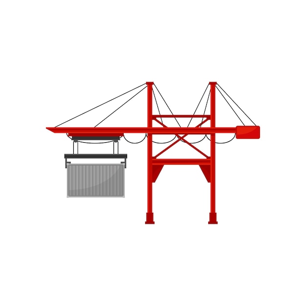 Industrial port and cargo harbor crane vector Illustration isolated on a white background