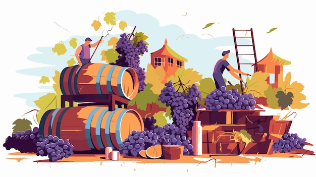 Industrial Production of Wine Involves Harvesting