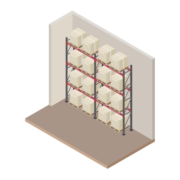 Industrial shelving or racking system, Pallets, Warehouse business Management, Vector Illustration.