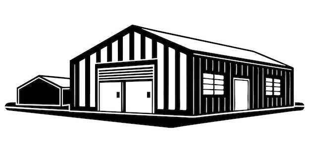 Vector industrial warehouse silhouettes ideal for modern design projects