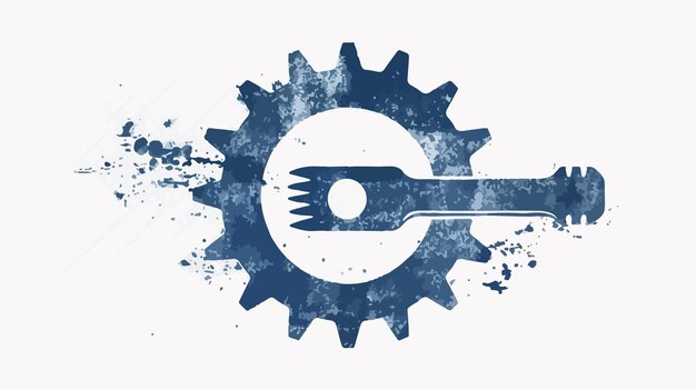 Vector industrial wrench and gear customization tools on grainy textured background