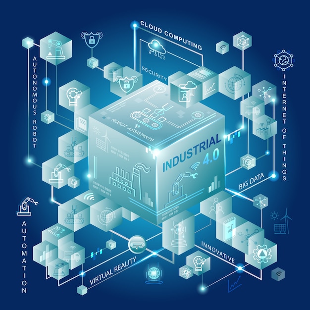 Industry 4.0 concept with Smart manufacturing and Automation.