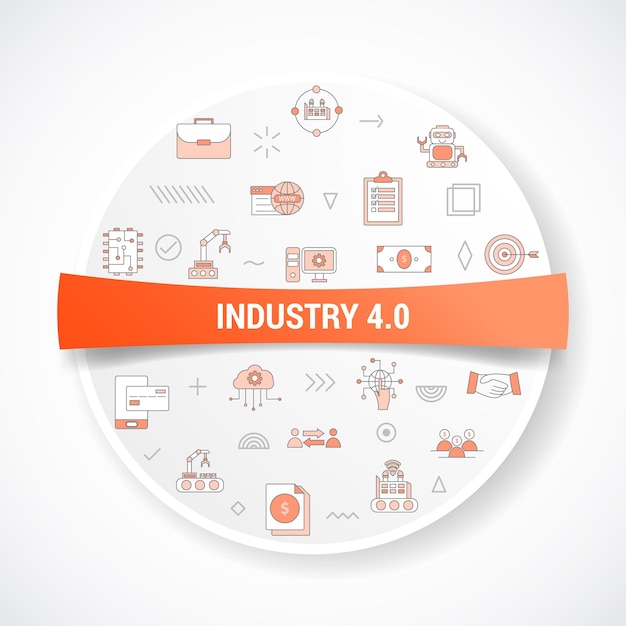 Industry 40 concept with icon concept with round or circle shape for badge vector