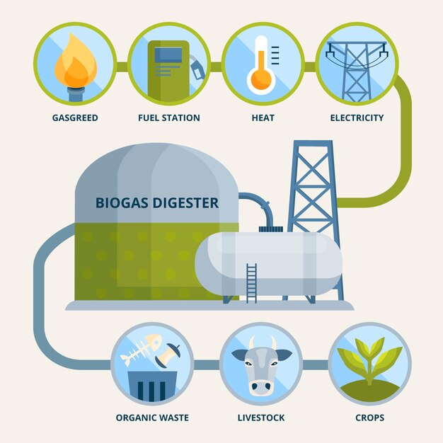 Vector industry biogas infographic template