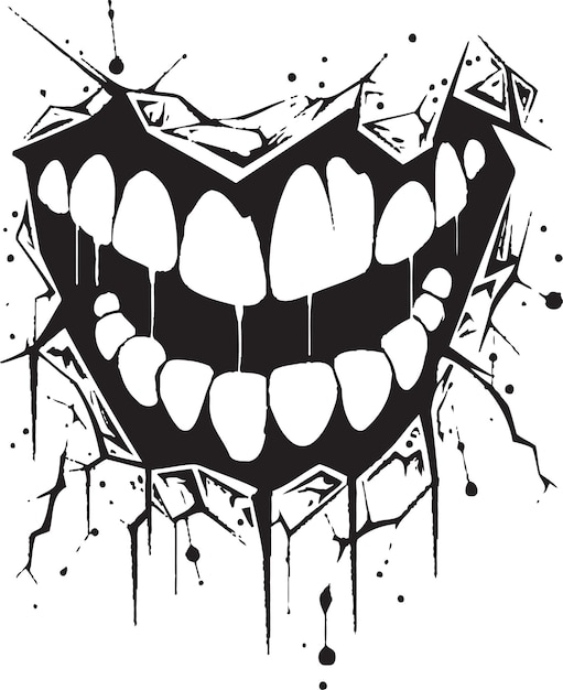 Vector infernal bite black sinister evil jaw sinister grin vector evil mouth design