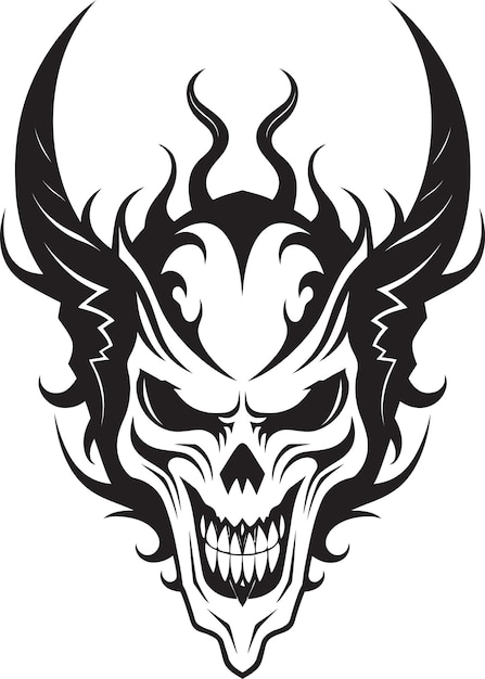 Vector inferno insignia devilhead tattoo logo abyssal artistry black devilhead symbol