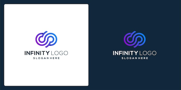 Infinite symbol shape with tech model and gradient color.