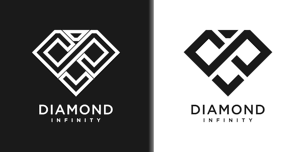 Infinity diamond logo with infinity line art style Premium Vector