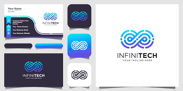 Infinity digital technology Logo design looped linear vector template.