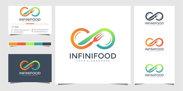 Infinity food logo design and business card