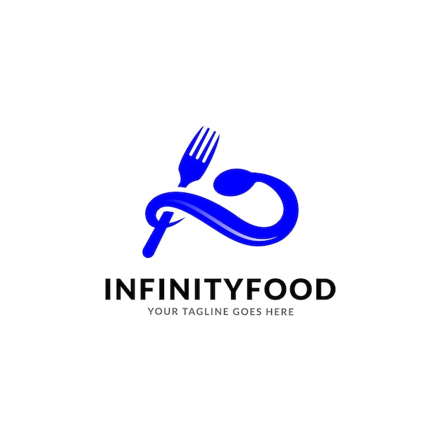 infinity food logo design with fork and spoon element