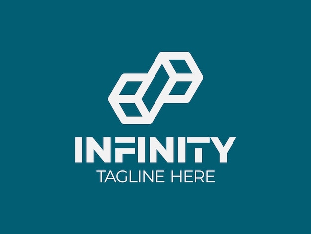 Infinity Hexagonal Logo. Geometric Infinity Cube Hexagon logo flat concept double hex logotype template