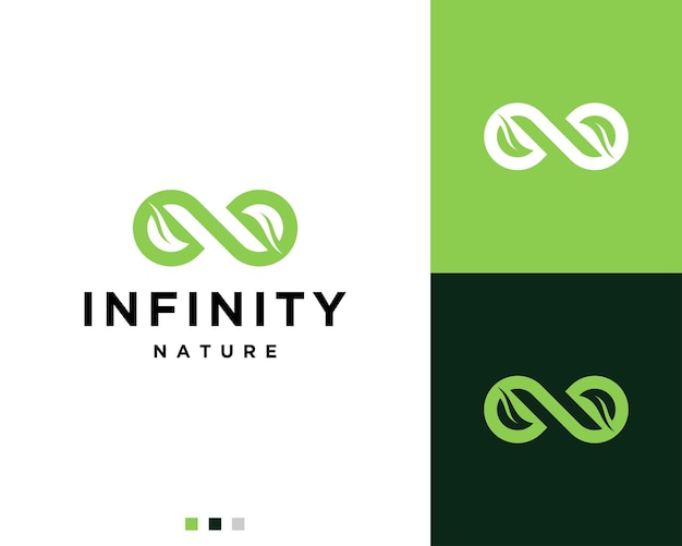 Infinity nature leaf logo design template