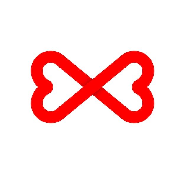 Infinity sign from the heart. Cyclic red health heart. Modern natural endless loop. Futuristic logo