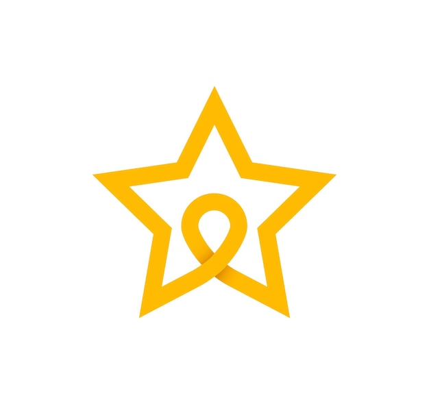 Infinity sign from the star. Cyclic yellow star. Modern natural endless loop. Futuristic logo corpor