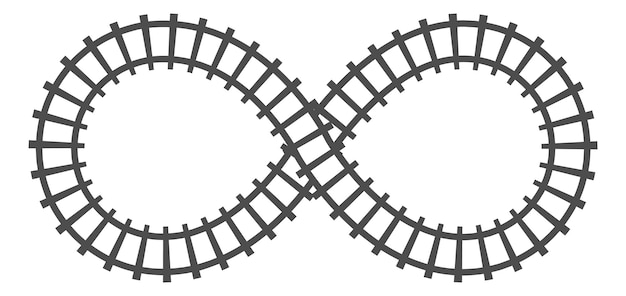 Vector infinity sign in rail style railway loop logo