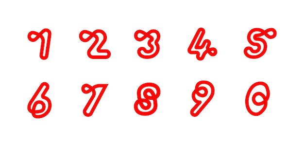 Infinity sign set from numbers Cyclic red letter. Modern natural endless loop.