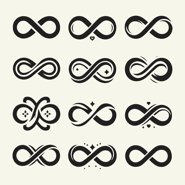 Infinity symbol set Vector illustration