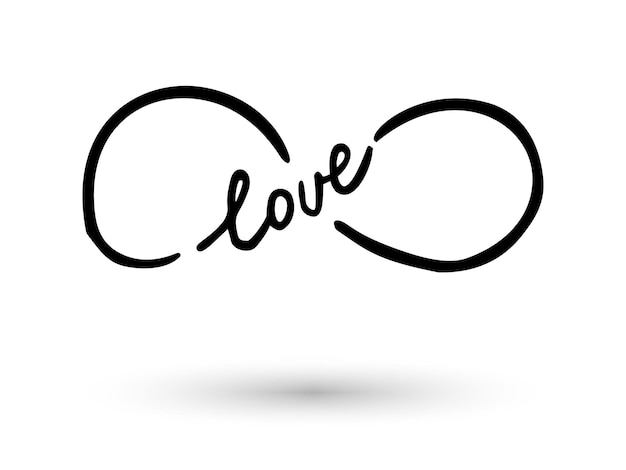 Infinity symbol with word love Icon hand drawn with ink brush Vector illustration