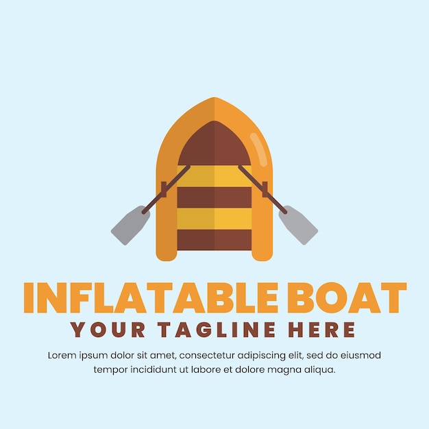 Inflatable boat vector image with editable texts